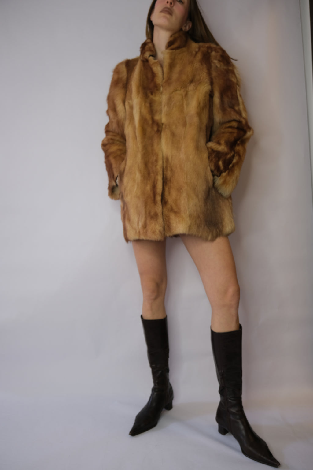 FUR COAT in camel