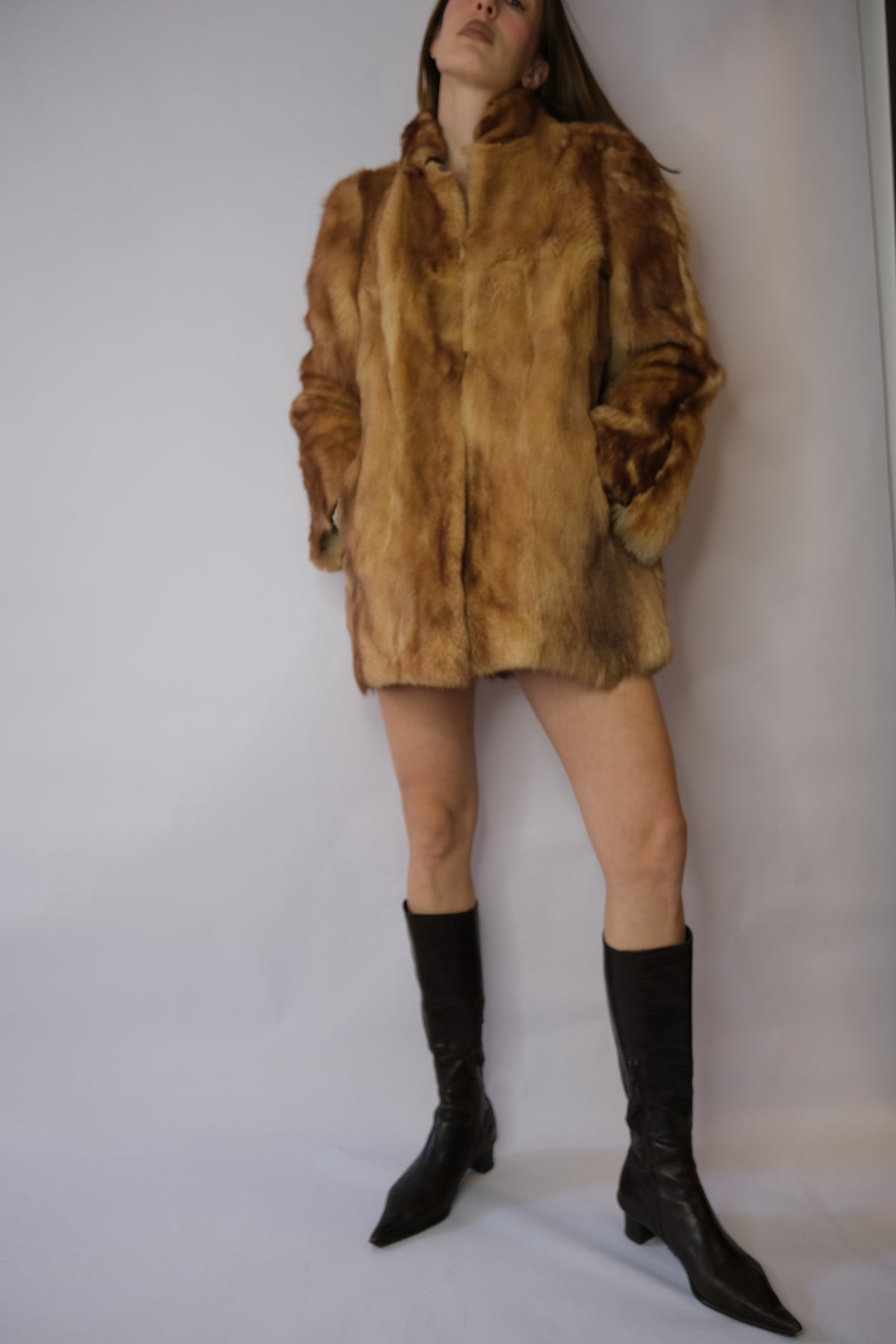 FUR COAT in camel